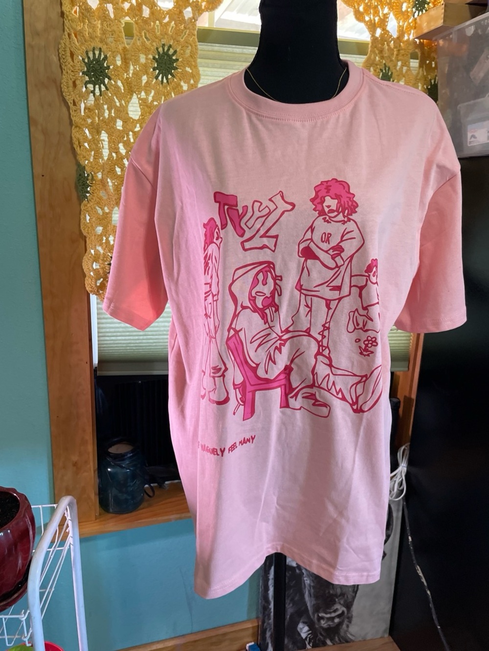 Pink Graphic Tee with Illustration